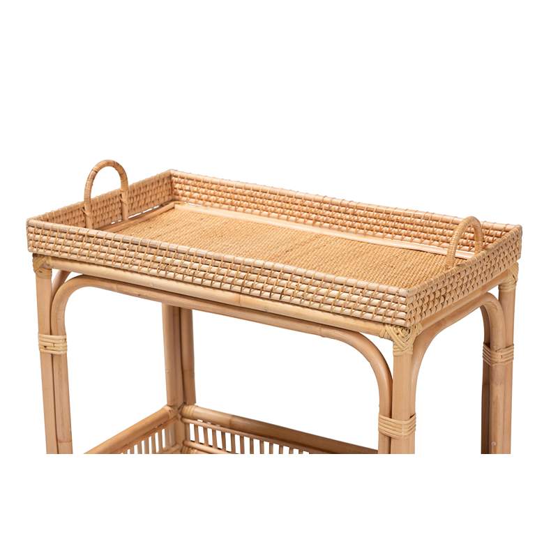 Image 4 Lombok 26 1/2" Wide Natural Brown Rattan Wine Cart more views