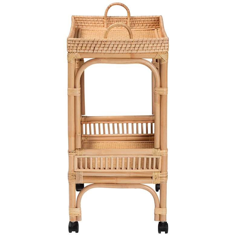 Image 7 Lombok 26 1/2" Wide Natural Brown Rattan Wine Cart more views