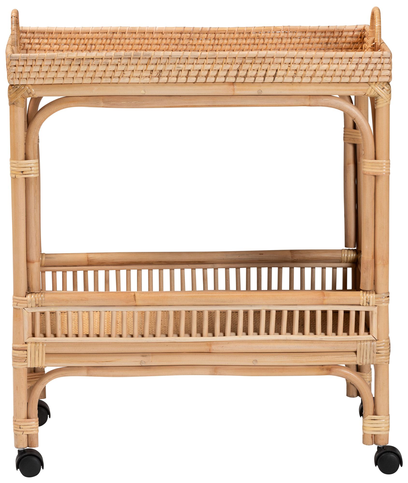 Lombok 26 1/2" Wide Natural Brown Rattan Wine Cart