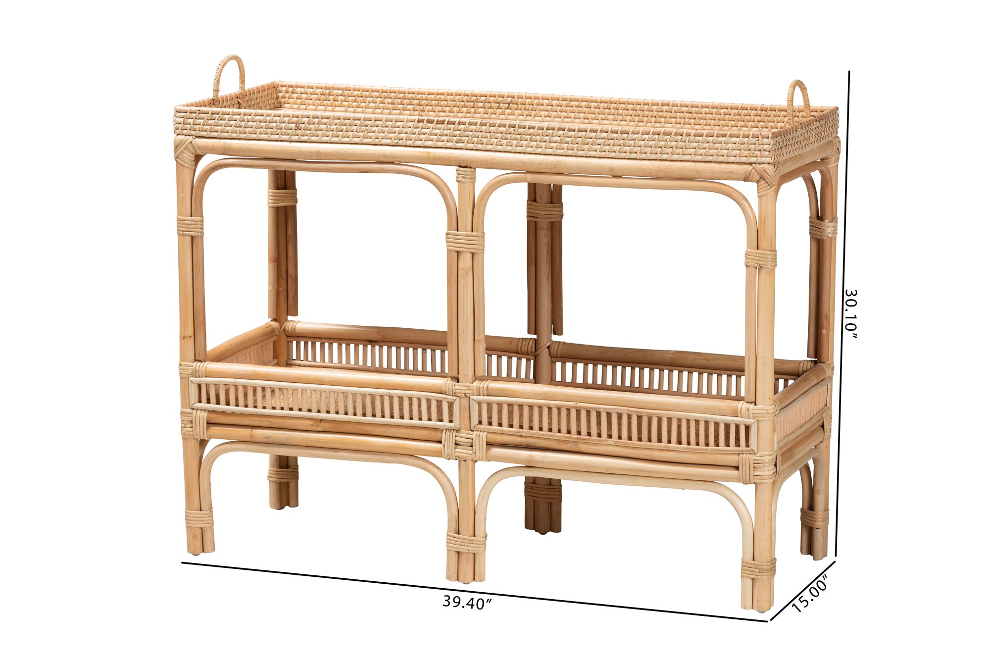 Lombok 39 1/4" Wide Natural Brown Rattan Console Table