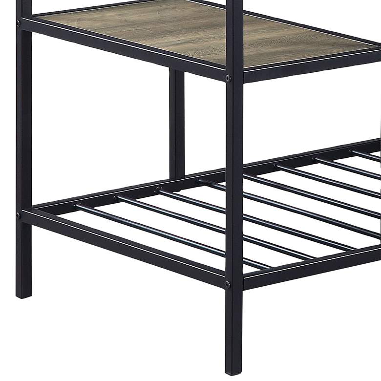 Image 4 Lona 47" Wide Rustic Oak and Black 6-Shelf Bar Table Kitchen Island more views