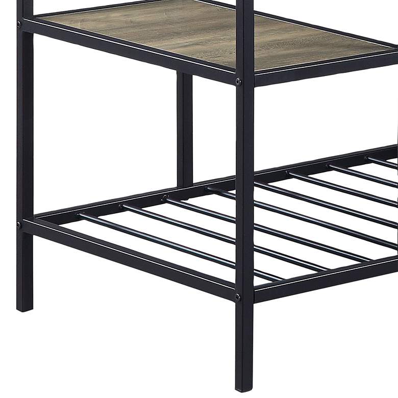 Image 4 Lona 47 inch Wide Rustic Oak and Black 6-Shelf Bar Table Kitchen Island more views