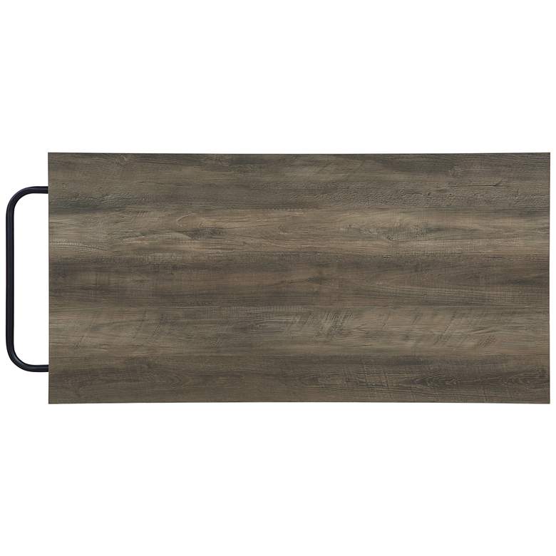 Image 5 Lona 47" Wide Rustic Oak and Black 6-Shelf Bar Table Kitchen Island more views