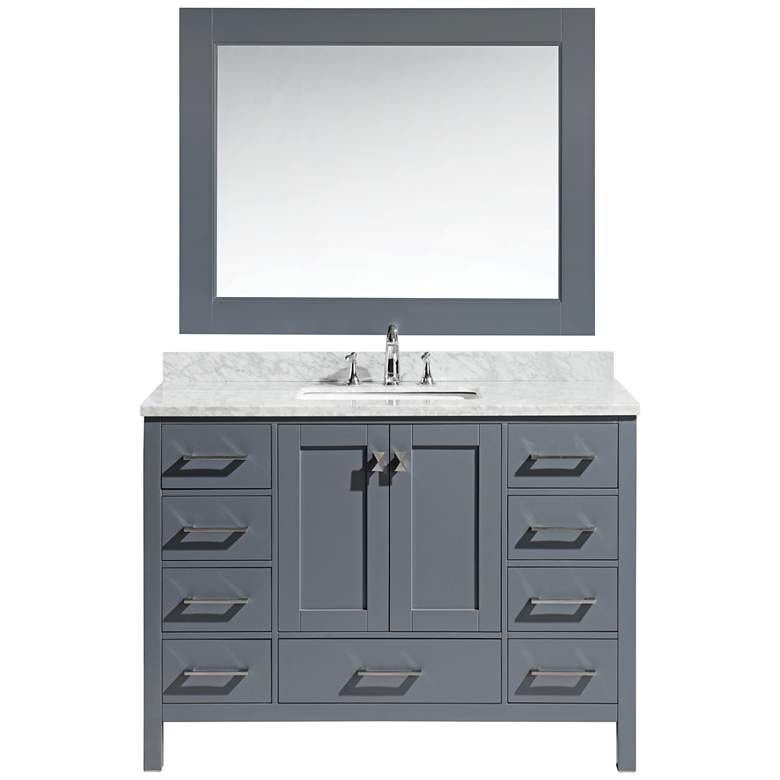 Image 1 London 48 inch Carrara Marble Gray Single Sink Vanity Set