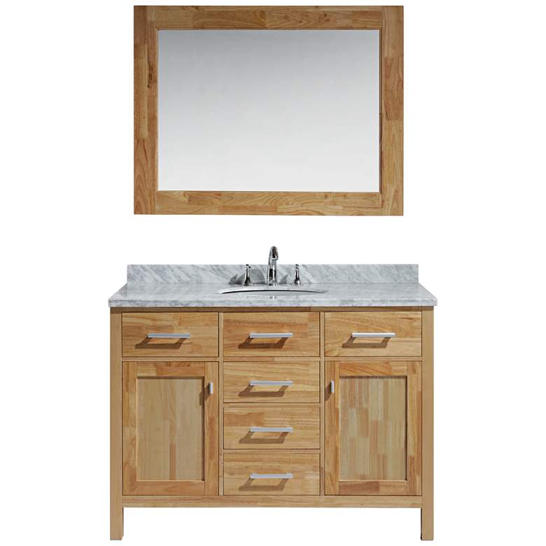 Image 1 London 48" Carrara Marble Honey Oak Single Sink Vanity Set