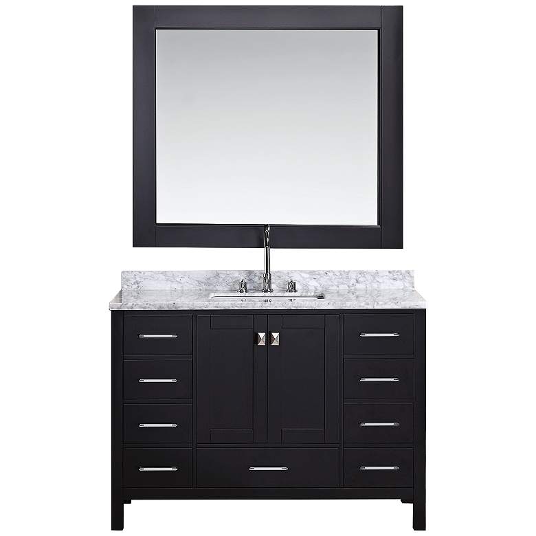 Image 1 London 48 inch Marble Espresso 9-Drawer Single Sink Vanity Set