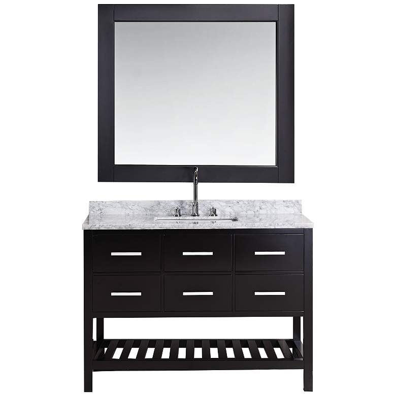 Image 1 London 48" Marble Espresso Six-Drawer Single Sink Vanity Set