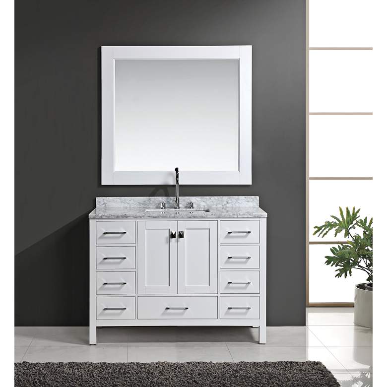 Image 1 London 48 inch Marble White 9-Drawer Single Sink Vanity Set