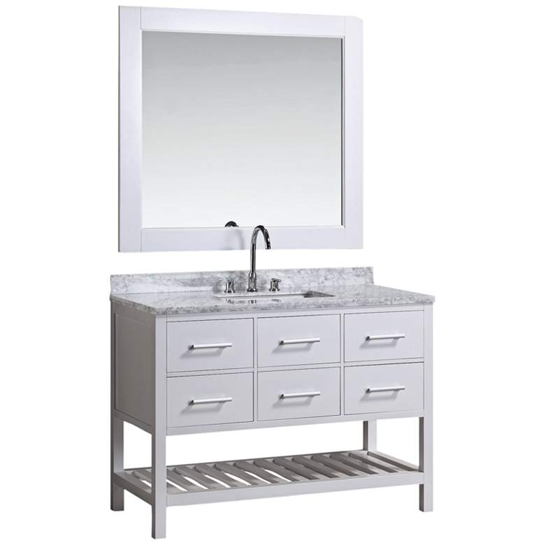 Image 1 London 48 inch Marble White Six-Drawer Single Sink Vanity Set