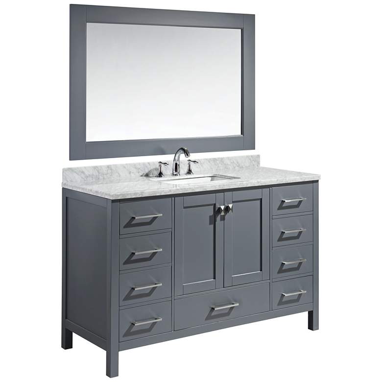 Image 1 London 54 inch Carrara Marble Gray Single Sink Vanity Set