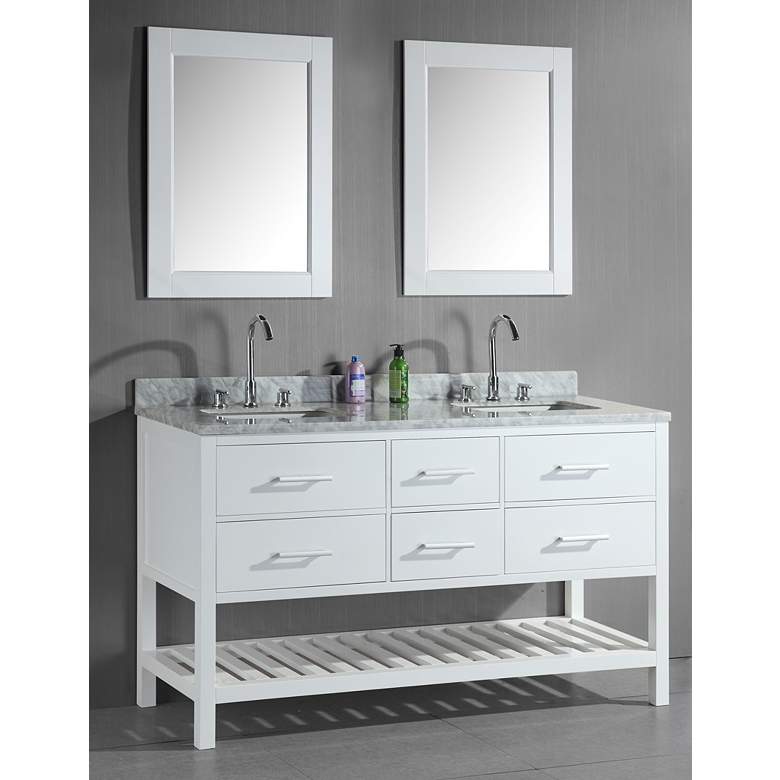 Image 1 London 61 inch Wide White Double Sink Open Vanity Set