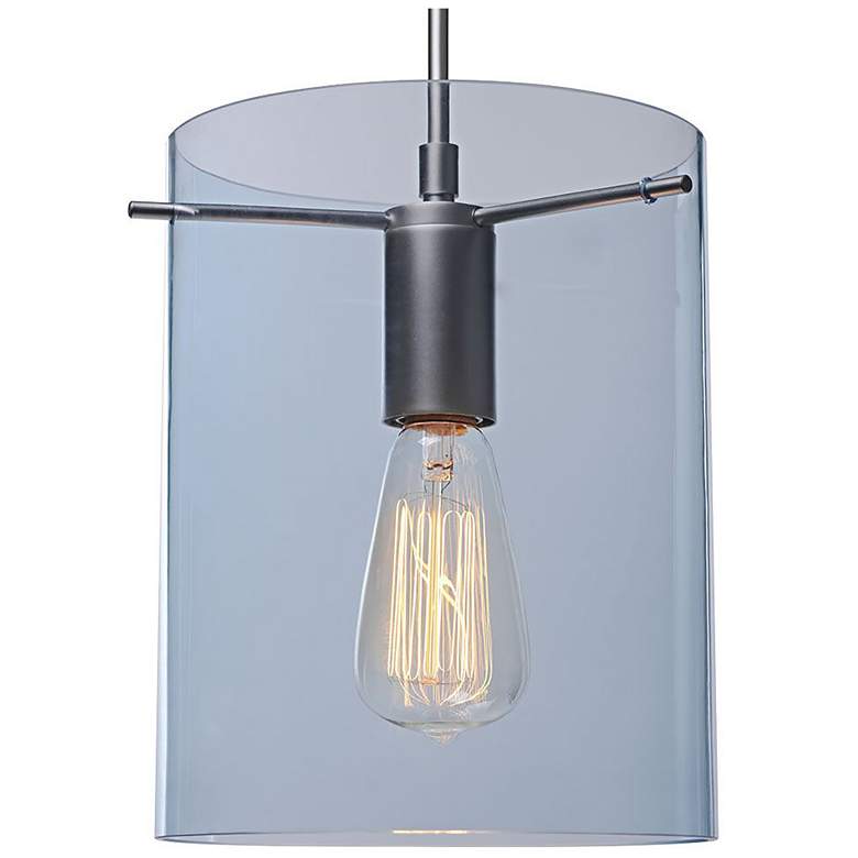 Image 1 London 7.88" Matte Chrome Pendant w/ Aqua Glass Shade