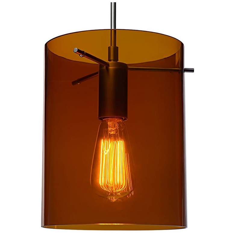Image 1 London 7.88" Matte Chrome Pendant w/ Bourbon Glass Shade