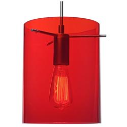 London 7.88&quot; Matte Chrome Pendant w/ Red Glass Shade