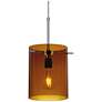 London 7.9" Wide Chrome Kiss Canopy Pendant With Amber Glass Shade