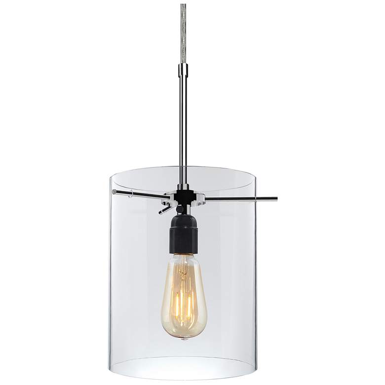 Image 1 London 7.9" Wide Chrome Kiss Canopy Pendant With Clear Glass Shade