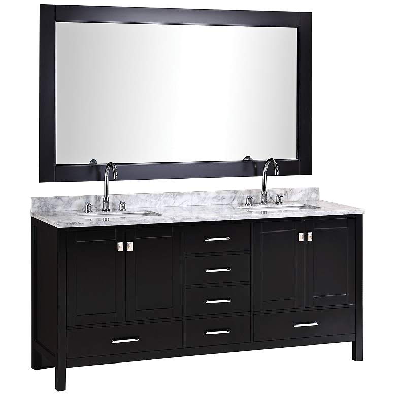 Image 1 London 72" Carrara Marble Espresso Double Sink Vanity Set