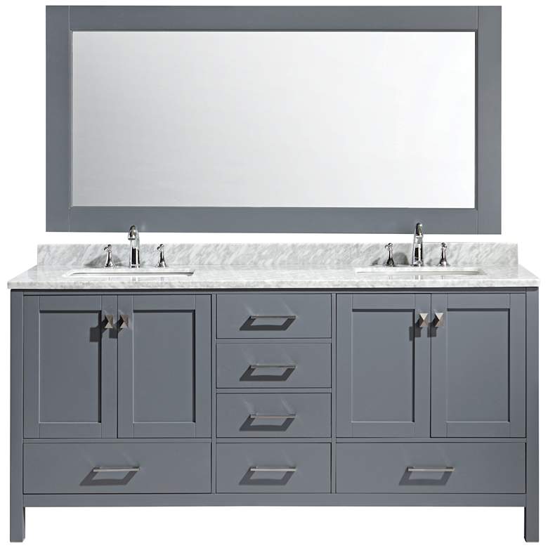 Image 1 London 72" Carrara Marble Gray Double Sink Vanity Set