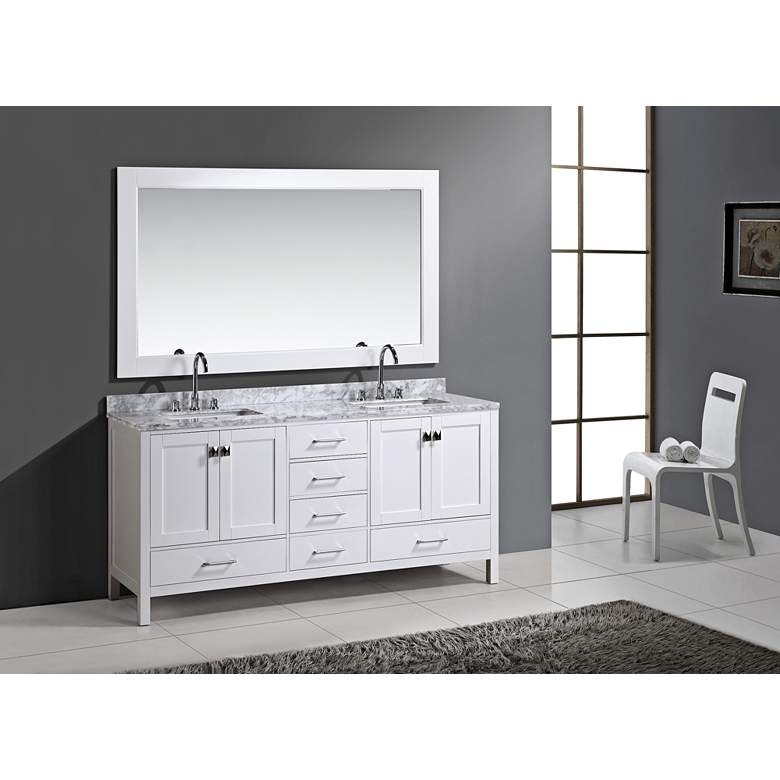Image 1 London 72 inch Carrara Marble White Double Sink Vanity Set