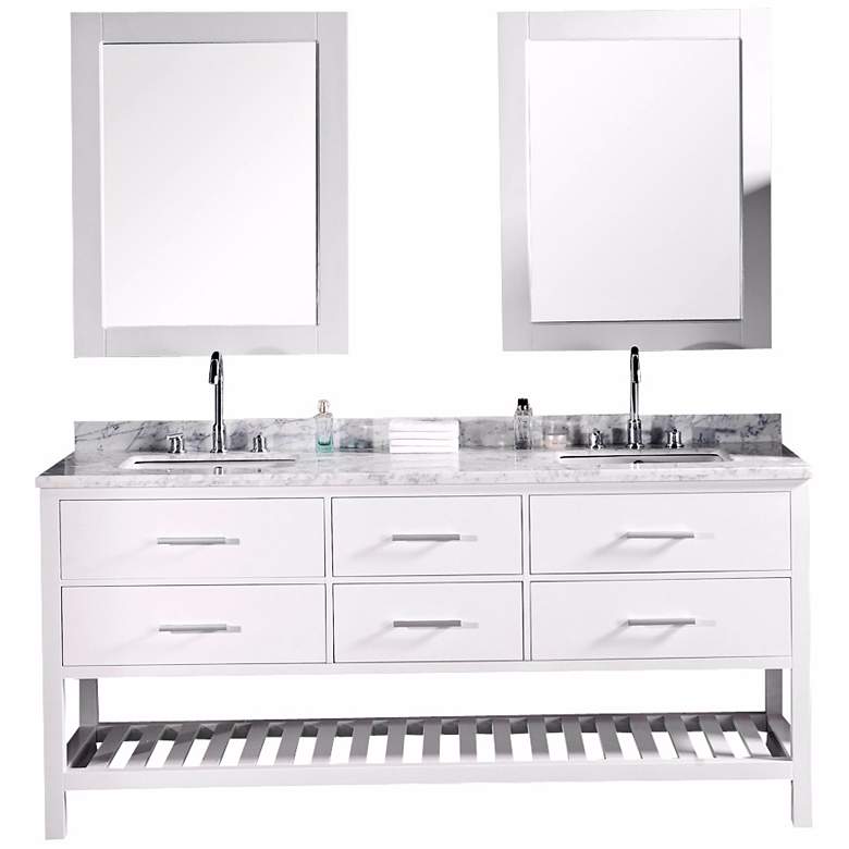 Image 1 London 72 inch Wide White Marble Double Sink Vanity