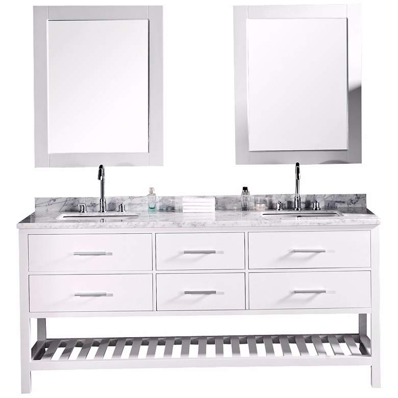Image 1 London 72" Wide White Marble Double Sink Vanity