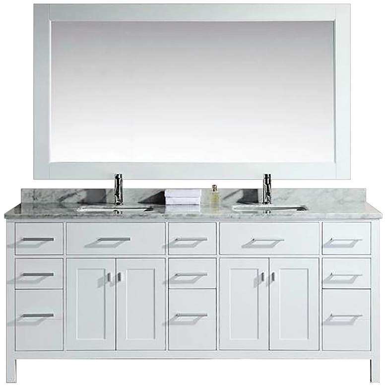 Image 1 London 78 inch Wide Marble White Double Sink Vanity