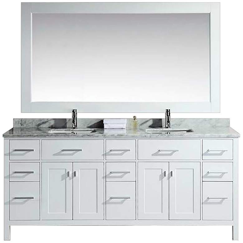 Image 1 London 78" Wide Marble White Double Sink Vanity