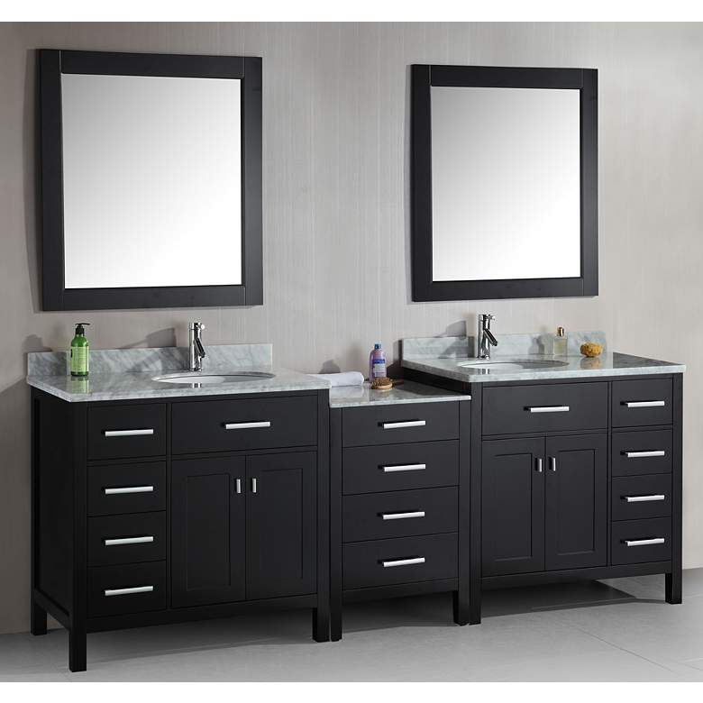 Image 1 London 92" Wide Marble Espresso Double Sink Vanity