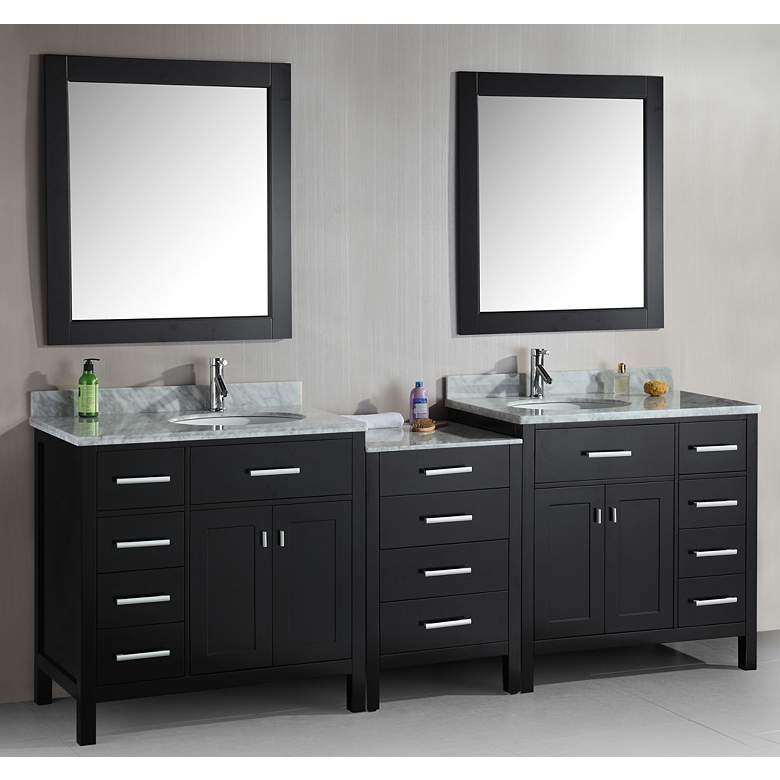 Image 1 London 92 inch Wide Marble Espresso Double Sink Vanity