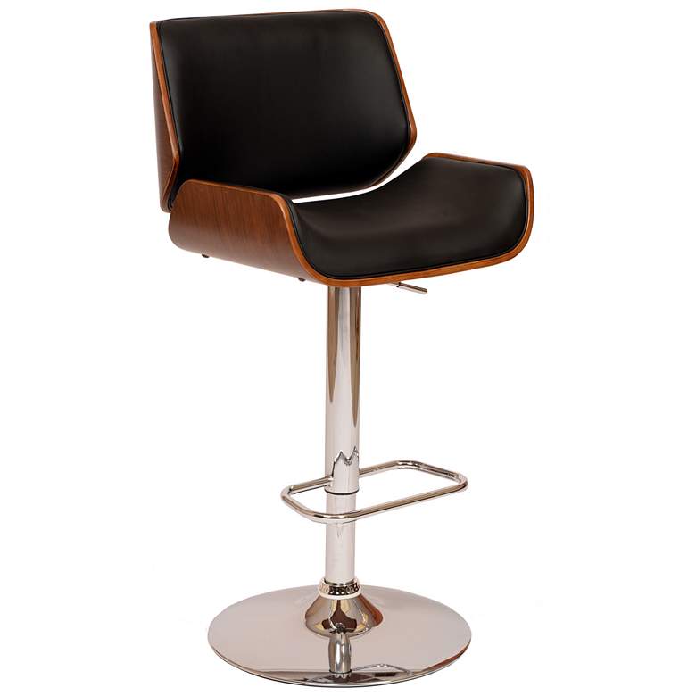 Image 1 London Adjustable Swivel Barstool in Black Faux Leather and Chrome Finish