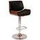 London Adjustable Swivel Barstool in Black Faux Leather and Chrome Finish