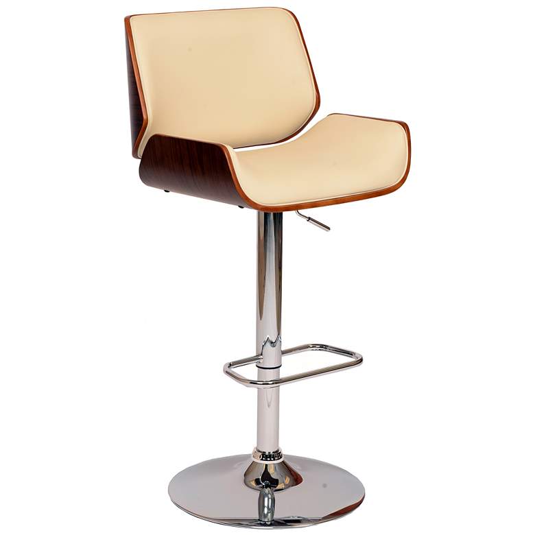 Image 1 London Adjustable Swivel Barstool in Cream Faux Leather and Chrome Finish