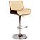 London Adjustable Swivel Barstool in Cream Faux Leather and Chrome Finish