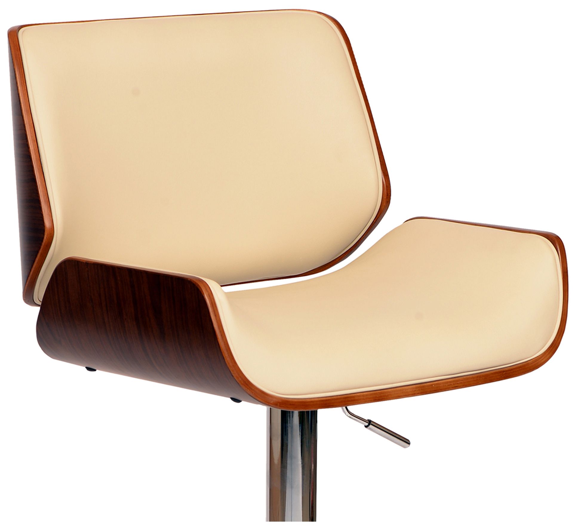 Image 3 London Adjustable Swivel Barstool in Cream Faux Leather and Chrome Finish more views