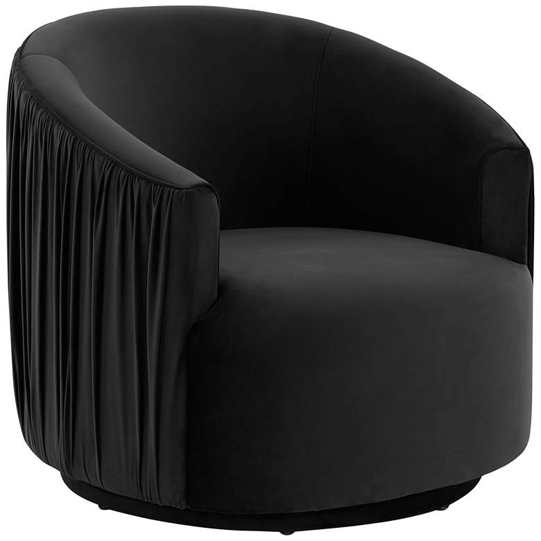Image 1 London Black Velvet Pleated Swivel Chair