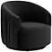 London Black Velvet Pleated Swivel Chair