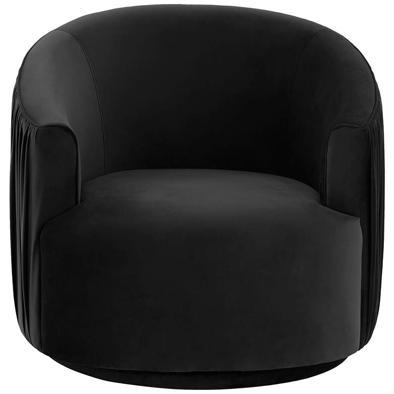 Image 3 London Black Velvet Pleated Swivel Chair more views