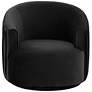 London Black Velvet Pleated Swivel Chair