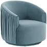 London Blue Velvet Pleated Swivel Chair