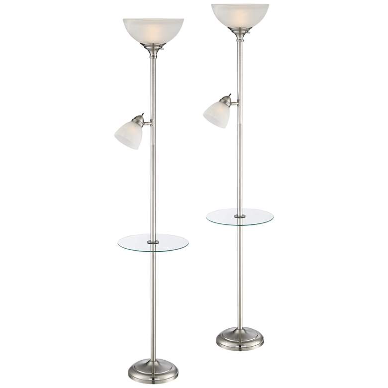 London Torchiere Tray Table Floor Lamps Set of 2