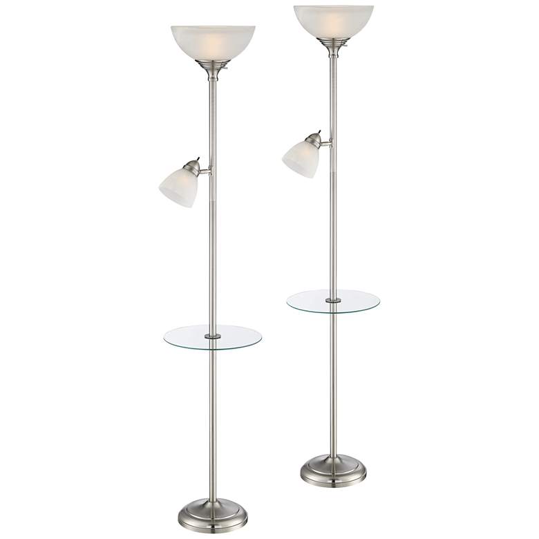 Image 1 London Torchiere Tray Table Floor Lamps Set of 2