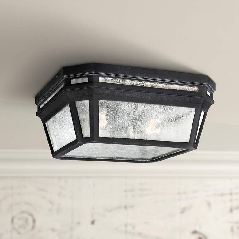 Image 1 Londontowne 11 3/4 inch High Black Outdoor Ceiling Light