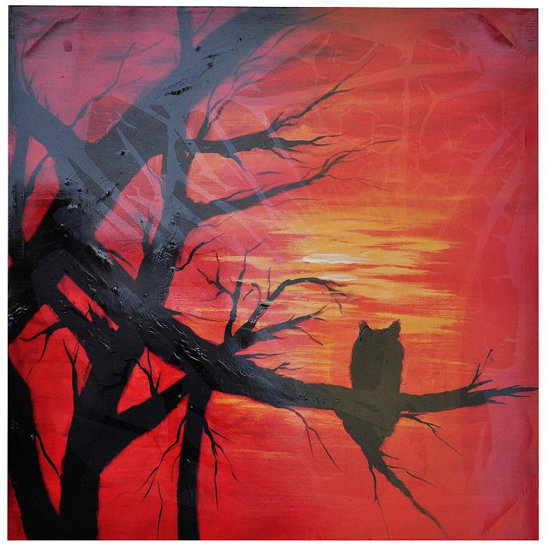 Image 1 Lone Owl 30 inch Square Canvas Wall Art