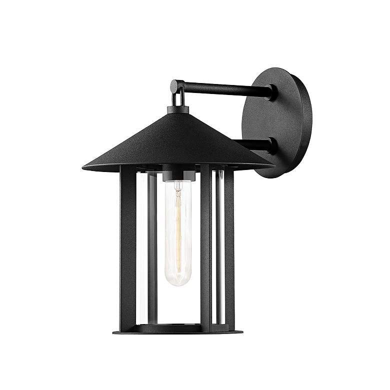 Image 1 Long Beach 12 1/2 inch High Textured Black Outdoor Wall Light