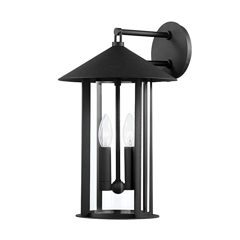 Image 2 Long Beach 17" High Textured Black Outdoor Wall Light more views