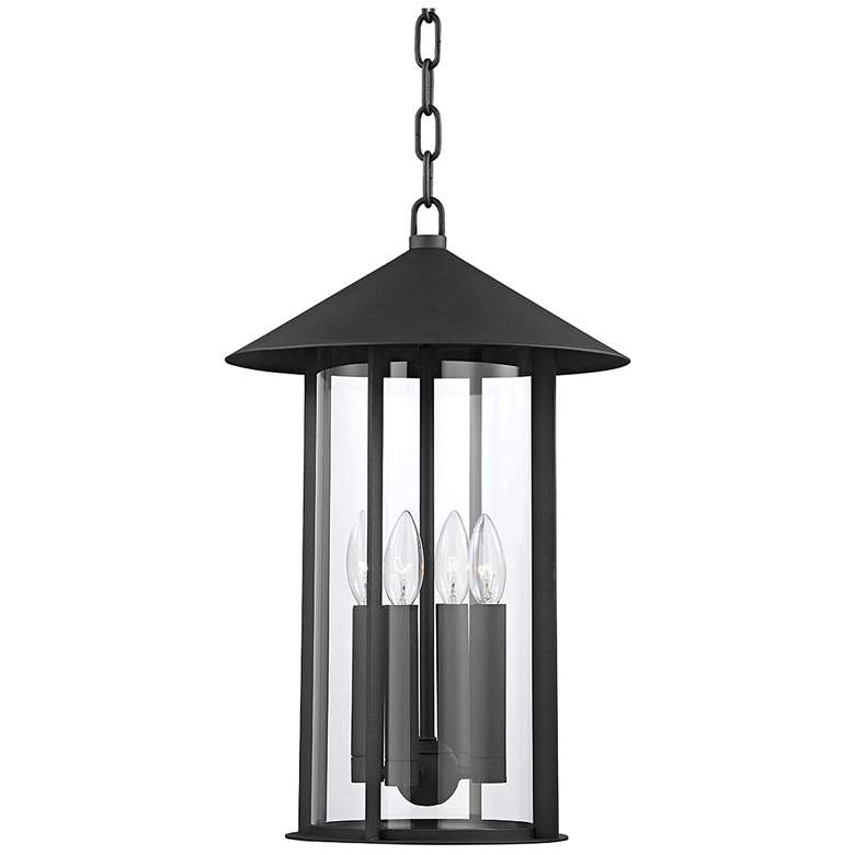 Image 1 Long Beach 20 inchH Textured Black Outdoor Hanging Light