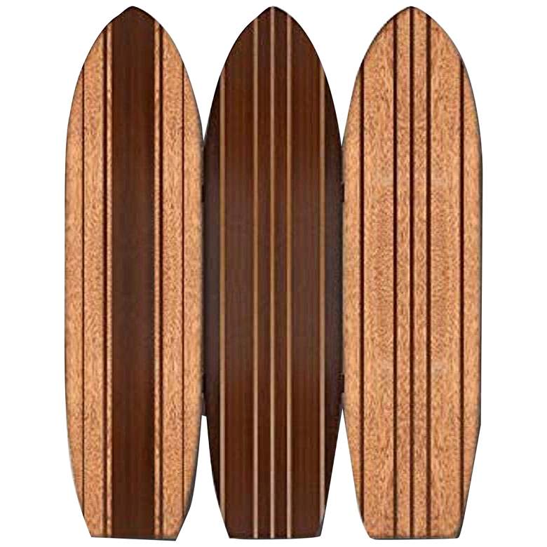Image 2 Long Board Surfboard 47 inchW Brown 3-Panel Screen/Room Divider