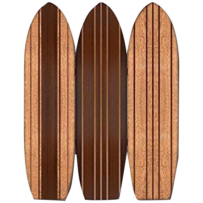 Image 2 Long Board Surfboard 47"W Brown 3-Panel Screen/Room Divider