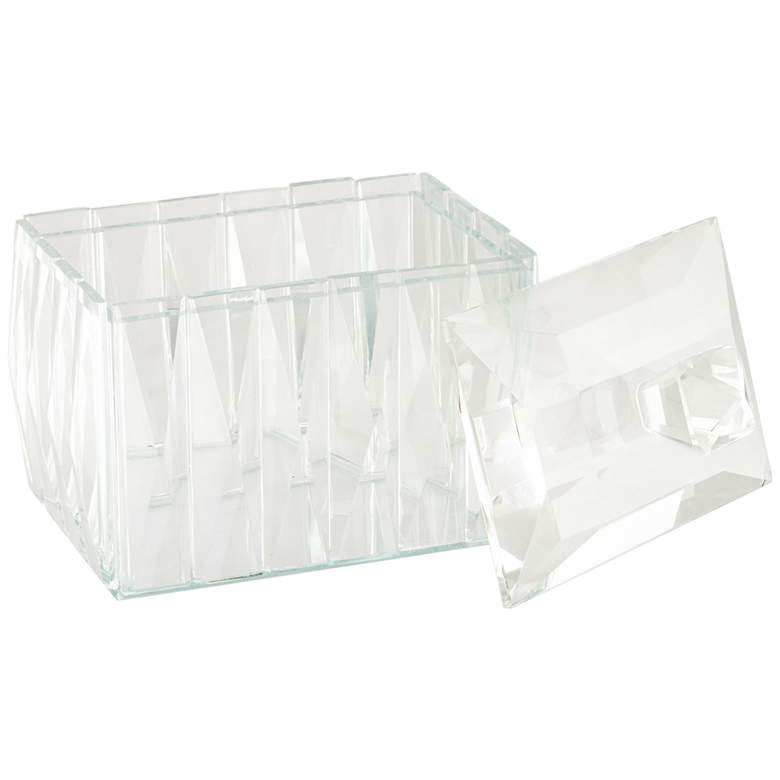 Long Facet 6&quot; Wide Clear Glass Jewelry Box with Lid more views