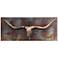 Long Horn 48" Wide Mixed Media Metal Dimensional Wall Art